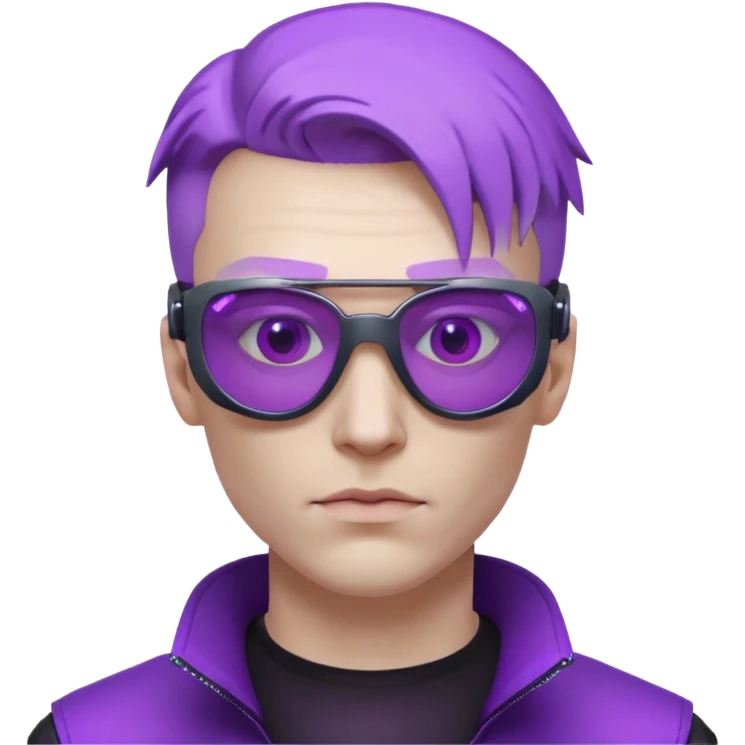 Cyberpunk man head 3d puruple cyber-glasses emoji