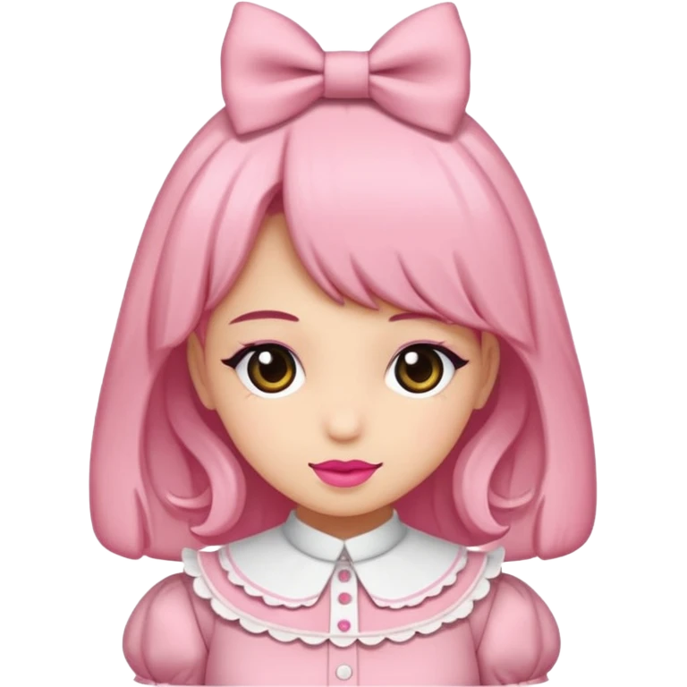 Fiyonklu ve pembe lolita giyen erkek çiz emoji