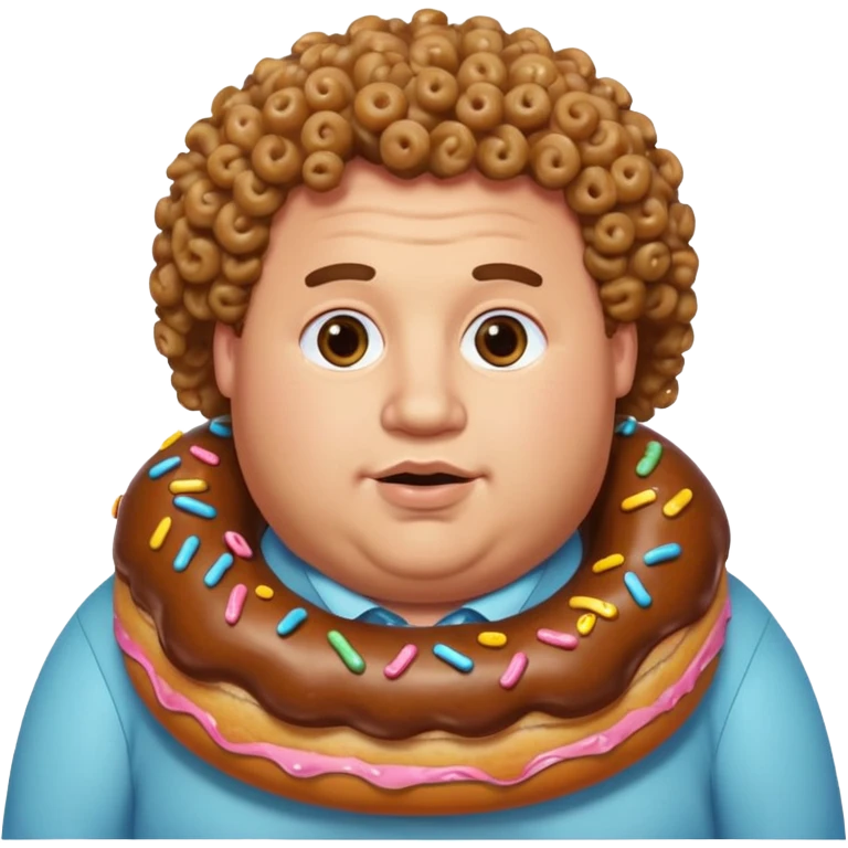 Fat man with donuts and curly hair  emoji