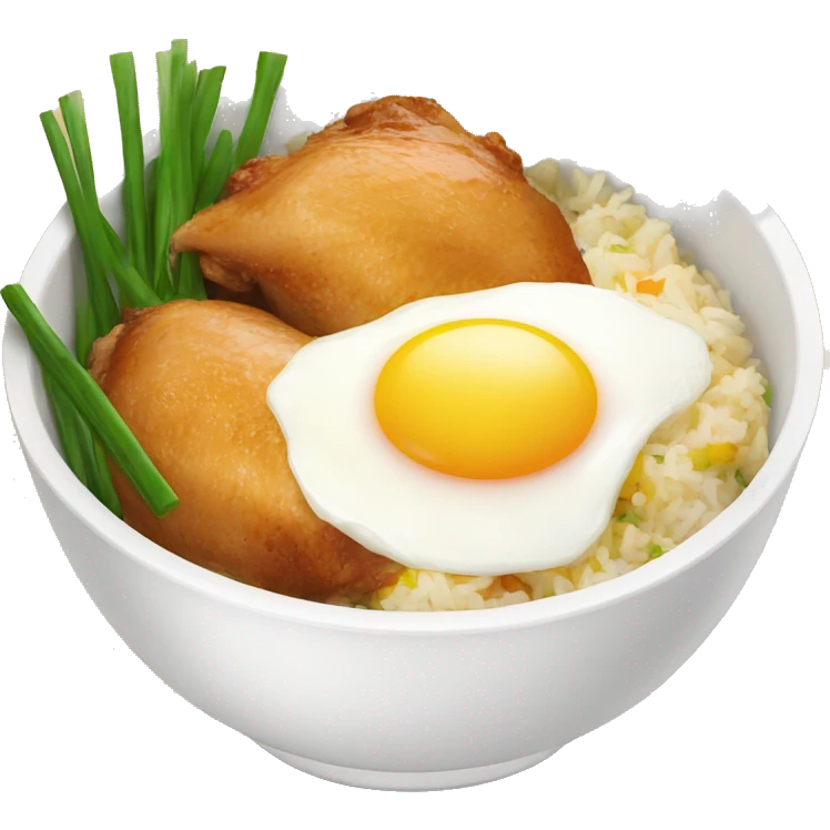 chicken thigh rice bowl with two eggs emoji