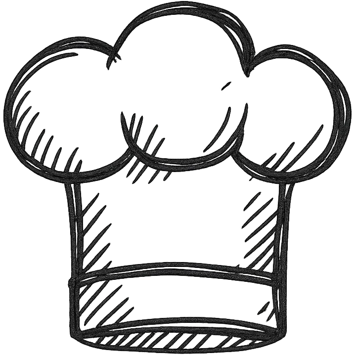 a chief's hat, hand-drawn black outline style, simple, clear lines emoji