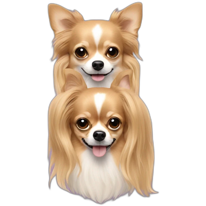 Long hair sand chihuahua and two men emoji