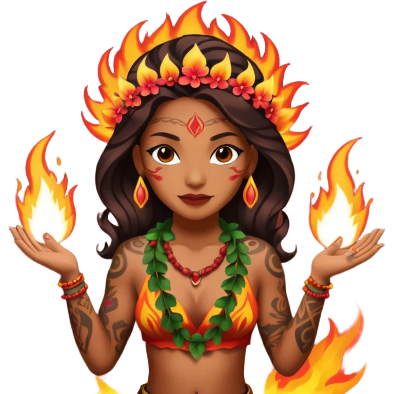 hawaiian female fire dancer with tattoos emoji