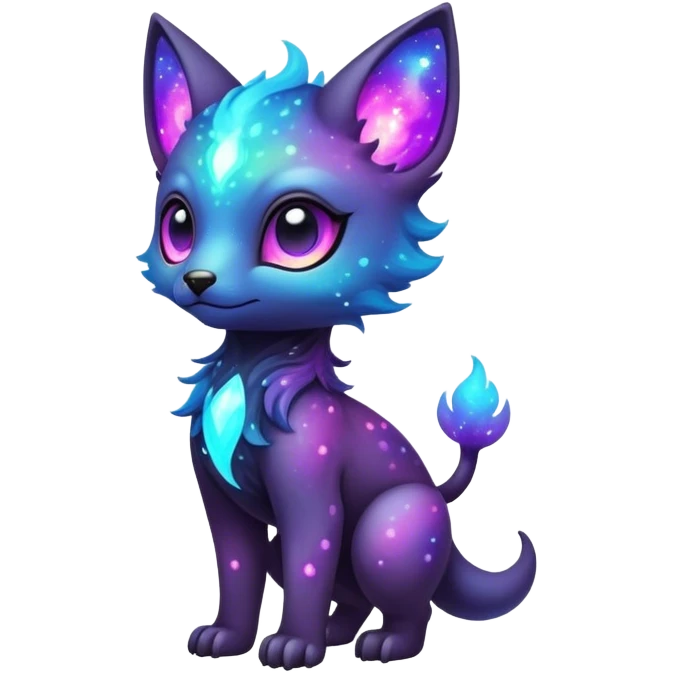 Cute cool colorful dark nebula fantasy-Fakemon-Digimon-animal-hybrid full body emoji