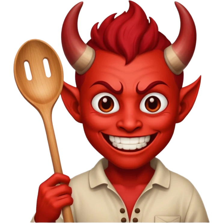 Cooker like demon with a smile and wooden spoon emoji