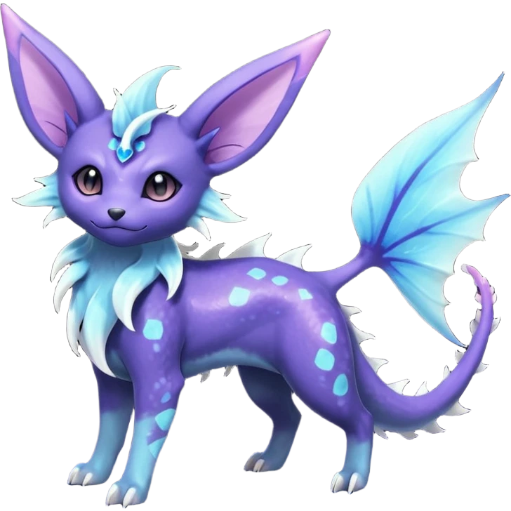 Rare realistic purple indigo violet nebulae shiny sparkly dark-neon glowing bioluminescent edgy badass epic pretty beautiful handsome gorgeous aesthetic colorful vibrant Vernid-Trico-Vaporeon-Espeon-species-Fakemon-creature by LiLaiRa, 4 legs, 1 tail, random markings, (full body) emoji