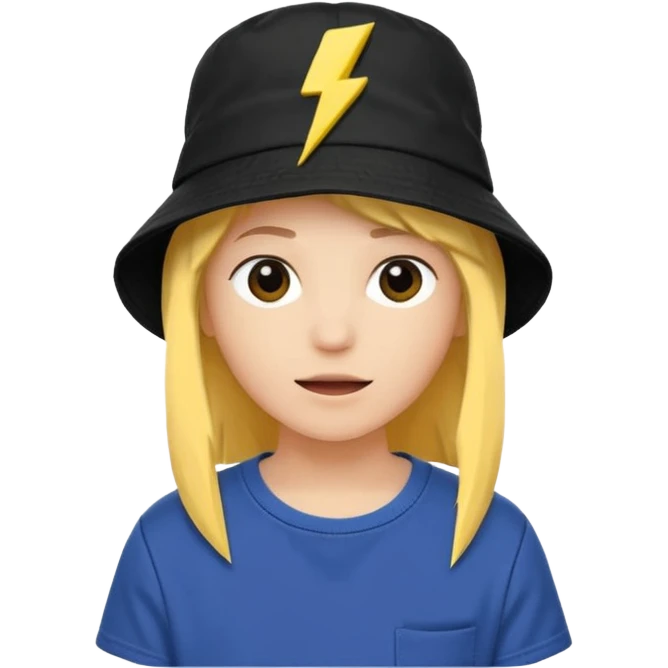 A streetwear-style bucket hat with a small lightning bolt on the side, minimalistic design emoji