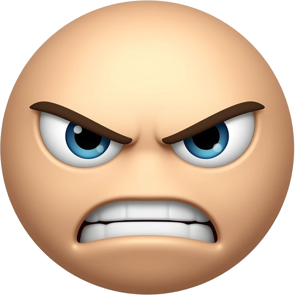 angry face (not human) & want round face emoji