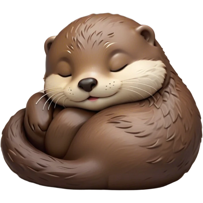 Meme-Worthy Cute Sleeping Otter Portrait Emoji, Head resting peacefully with a contented smile, showcasing a sleek, streamlined build and a luxuriously soft brown Fur, eyes shut in a serene, restful nap, Simplified yet hilariously adorable features, highly detailed, glowing with a soft, drowsy light, high shine, relaxed and utterly lovable, stylized with an air of playful laziness, bright and heartwarming, soft glowing outline, capturing the essence of a comically sleepy otter, so meme-worthy it feels like it could instantly become the next viral sensation of adorable slumber! emoji
