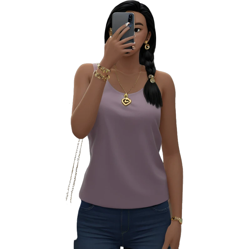 girl with jewelry indoors emoji