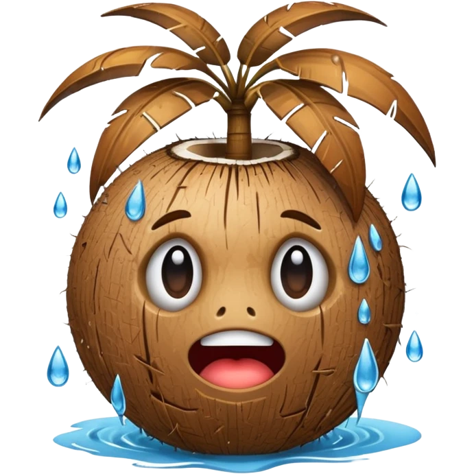 crying coconut emoji
