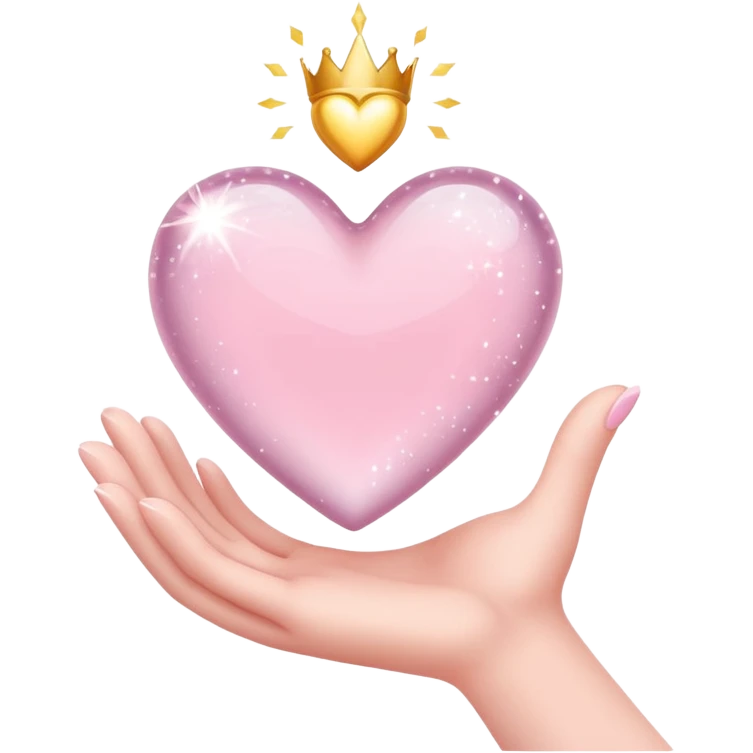 Pale pink heart with sparkles on the hand emoji