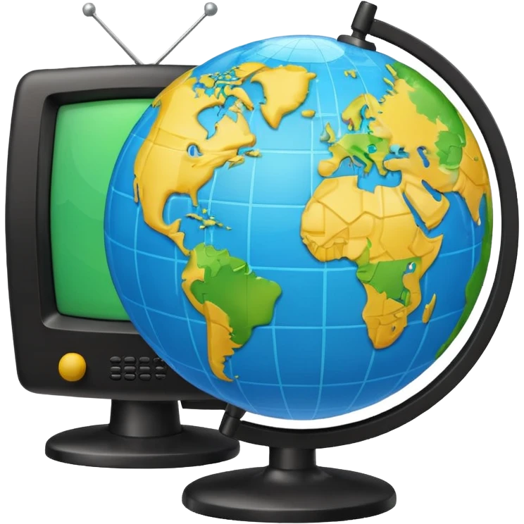 Tv with an globe in emoji style emoji