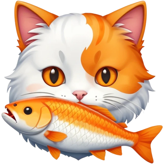 Cat eating a fish emoji