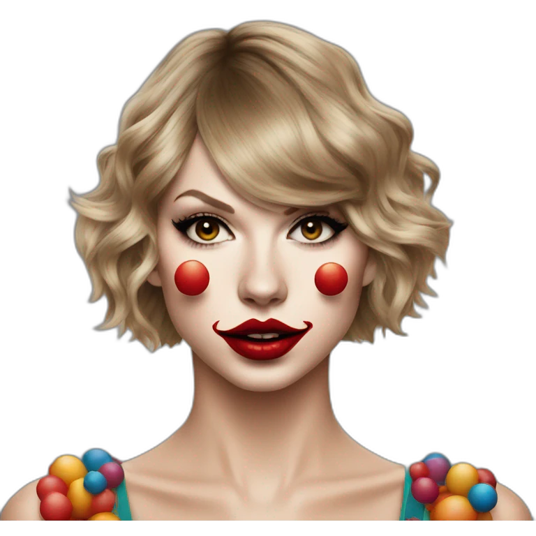 Taylor swift wearing a clown nose and clown makeup emoji