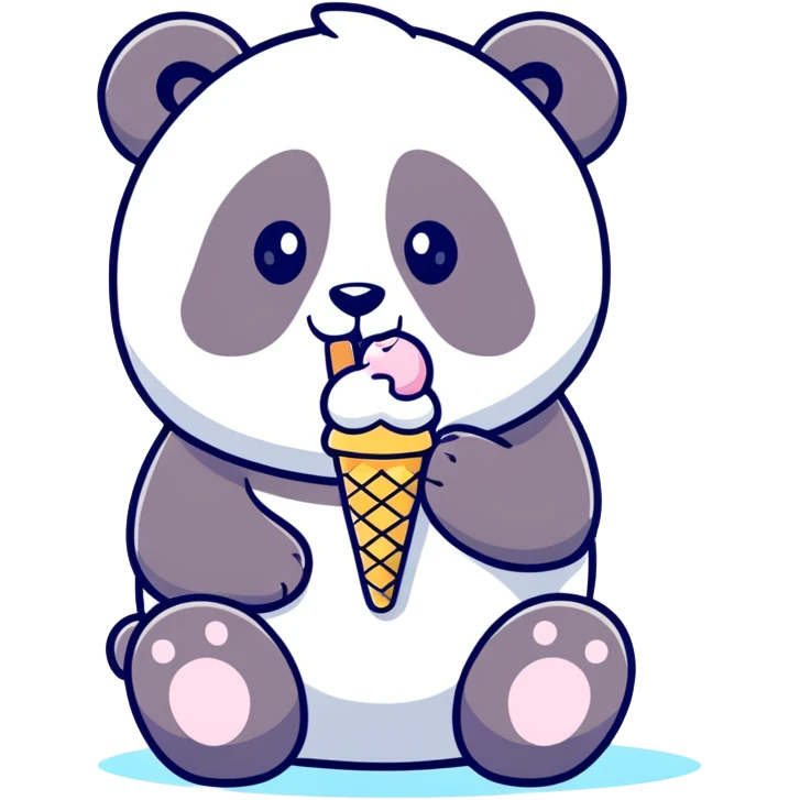Panda eating ice cream emoji