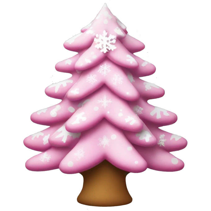 Pink Christmas tree with white snowflakes  emoji