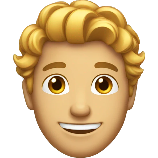 a guy smiling that has now hair emoji
