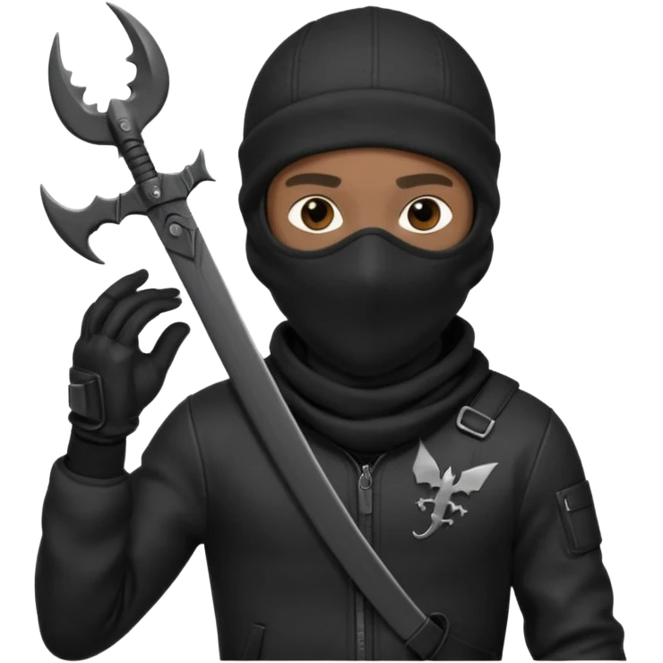 A young African male wearing a ski mask in full black clothing, holding a micro Draco in the air carelessly emoji