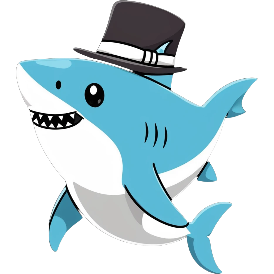 Shark with a top hat emoji