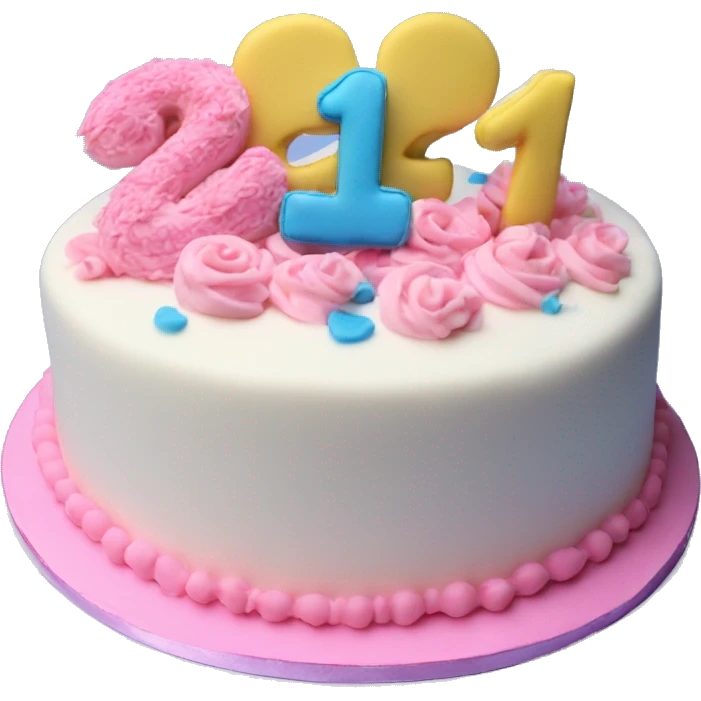 21st birthday cake pink and blue emoji