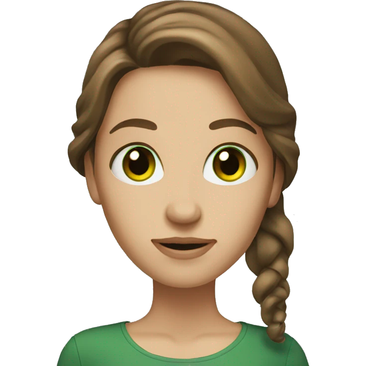 woman with long brown hair green eyes emoji