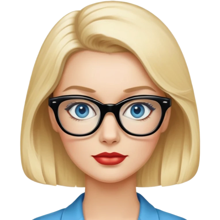 50's pin up,  blonde, black glasses and blue eyes  emoji