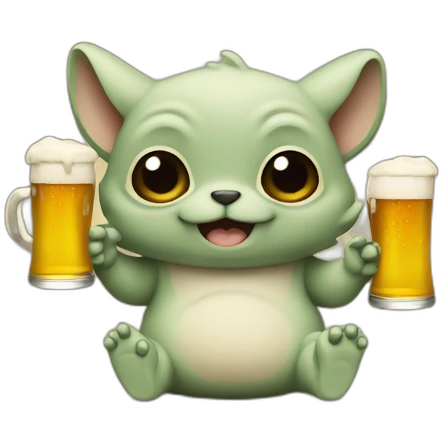 Grogu with beer emoji