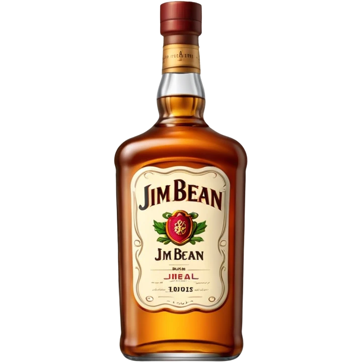single whiskey bottle, classic Jim Beam shape, no text or label emoji