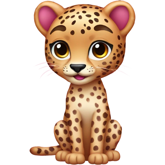 Pink ombre full-body cheetah with glitter emoji