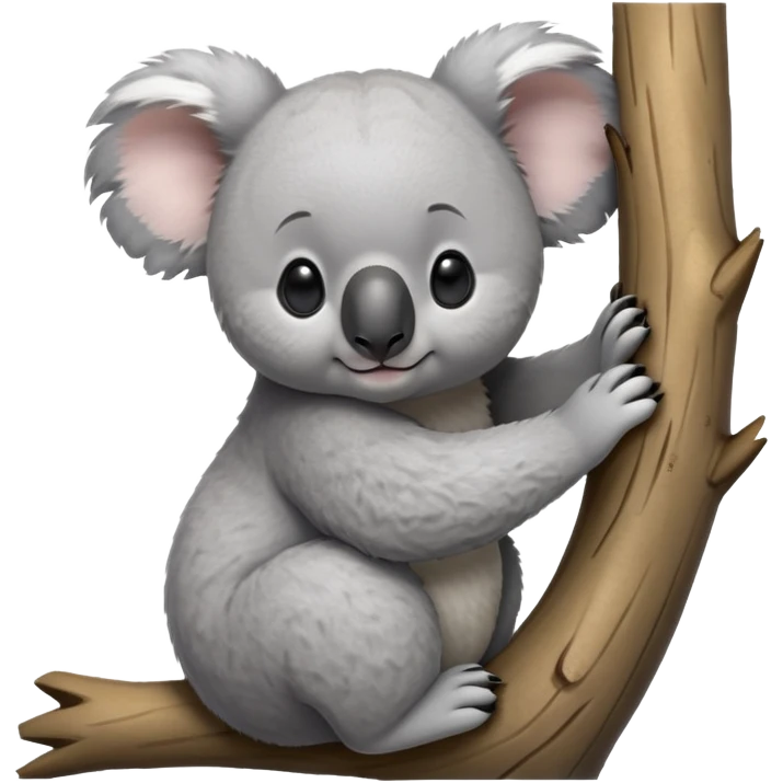 cinematic-koala-realistic-full-body-clinging-emoji,-round-plump-frame-clasped-to-a-gum-tree-branch,-soft-grey-fur-textured-and-fluffy,-oversized-fluffy-ears-twitching-slightly,-dark-expressive-eyes-peering-sleepily,-clawed-paws-gripping-bark-firmly,-simplified-yet-realistic-focused-features,-highly-detailed,-glowing-with-a-gentle-warmth emoji