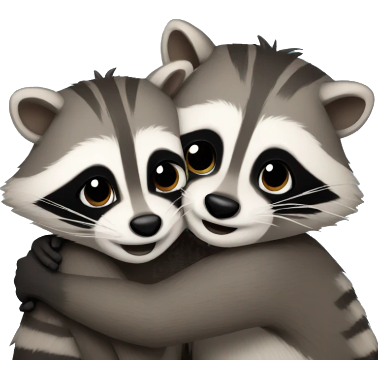 Raccoons hugging each other  emoji