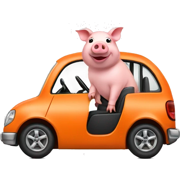 Pig driving orange car emoji
