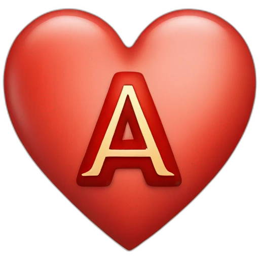 A red heart with the letter A written on it  emoji