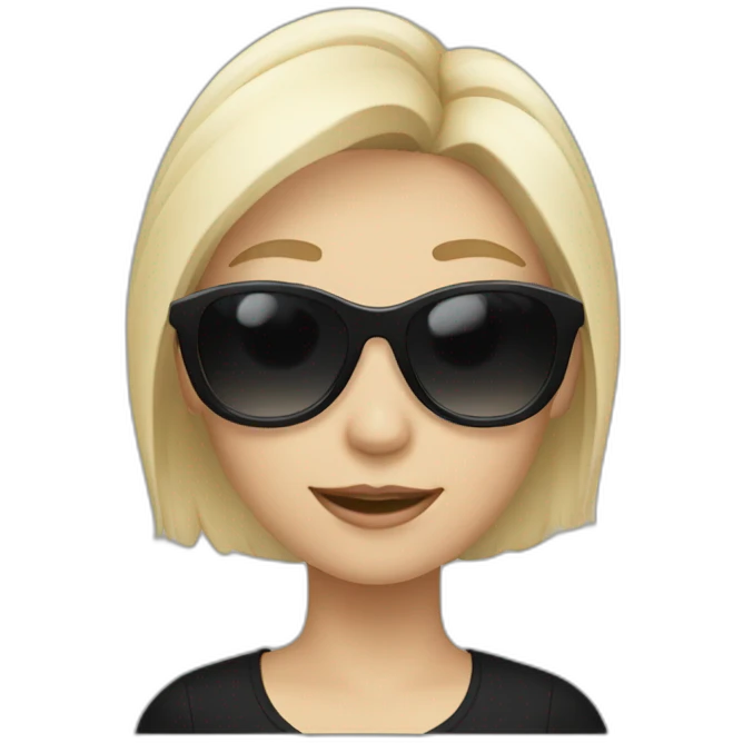 blonde girl with white sunglasses and black shirt waving emoji