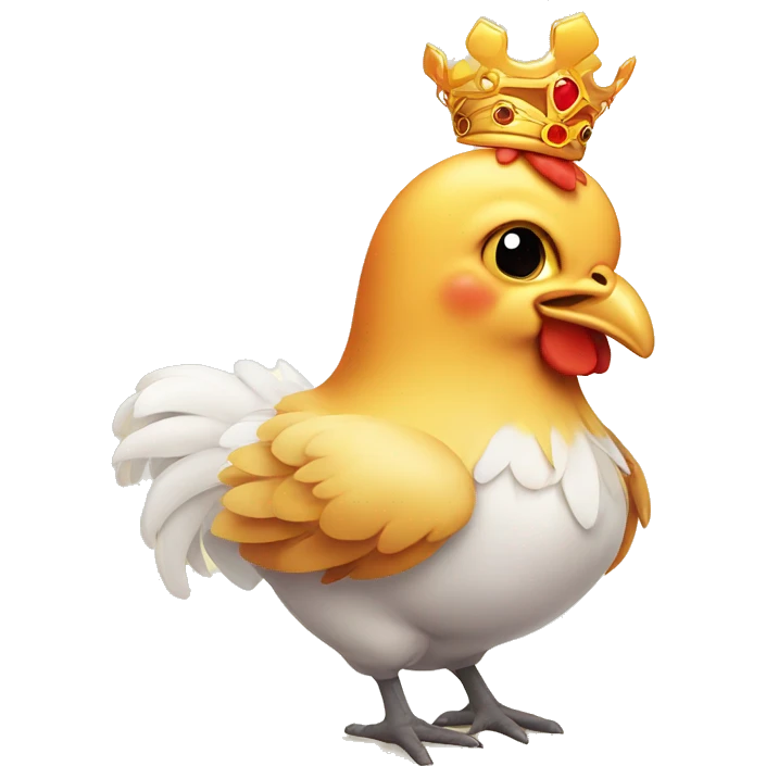Cute chicken surrounded by fire wearing a tiara emoji