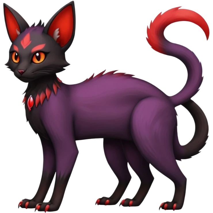 Black edgy Noivern-Noibat-Purloin-Torracat-Lykoi-Caracal-cat-Fakemon-fusion-hybrid-creature with scale markings emoji