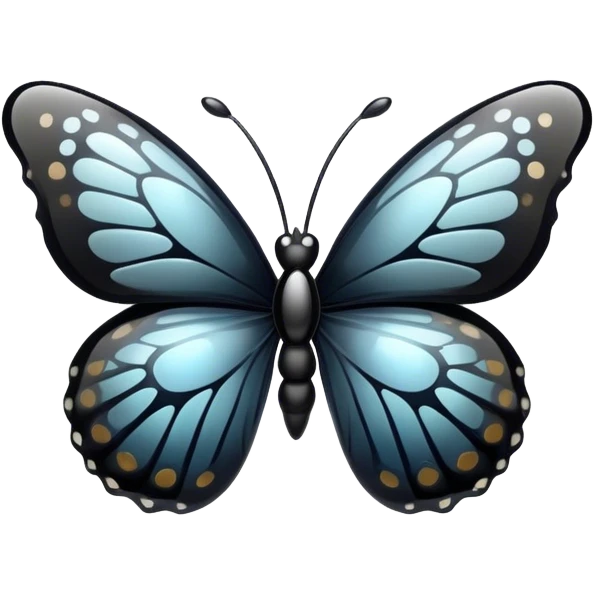 Obsidian glass butterfly  with heart patterns emoji