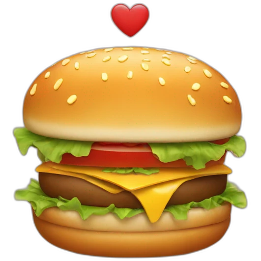 hamburger in love emoji