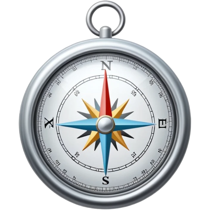 The standard iOS compass emoji 🧭 with a white ribbon threaded through the metal loop at the top of the compass emoji