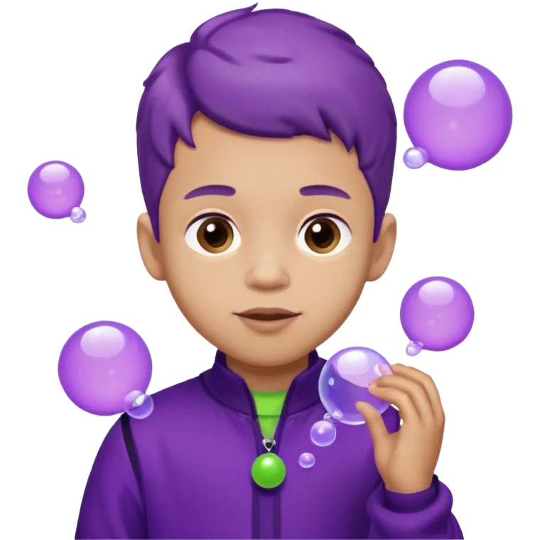 Kids in Fruit Clothes 
A boy in a grape outfit with round purple bubbles. 




































 emoji