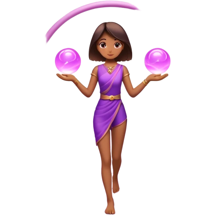 
A small figure walks across a glowing bridge, holding soft pink and purple orbs in each hand—symbolizing compassion and forgiveness. A gentle heart aura trails behind them, showing healing in motion. emoji