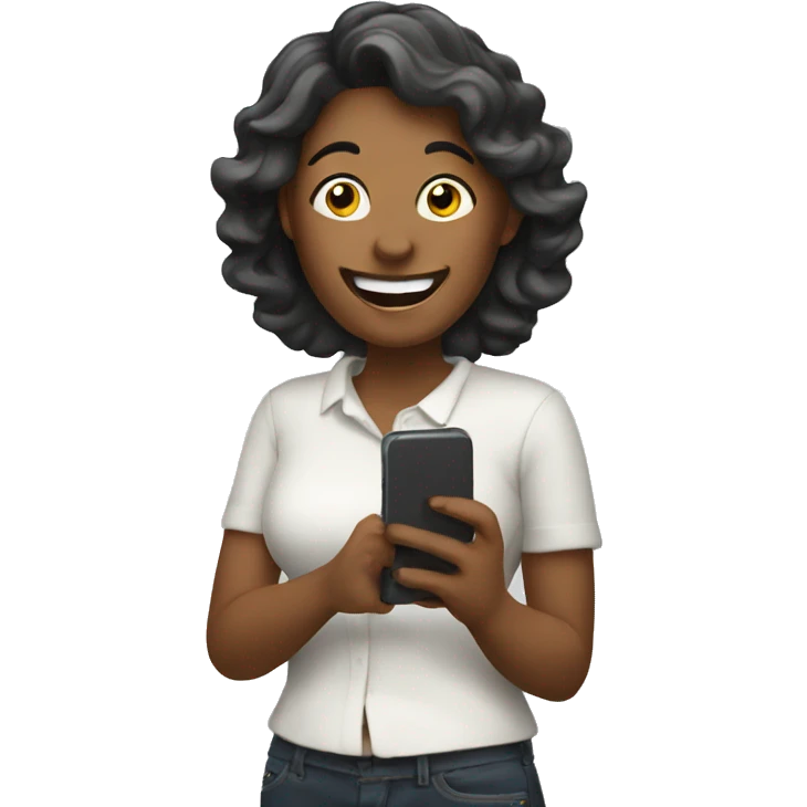 Woman with a phone very happy emoji