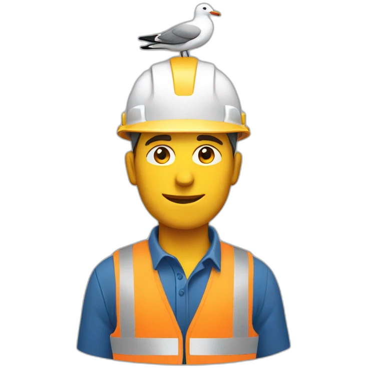 construction worker with seagull on head emoji