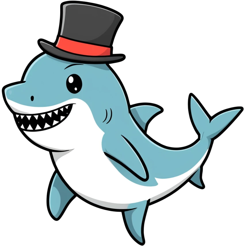Shark with a top hat emoji