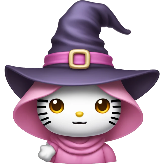 Hello kitty with witch light pink hat emoji