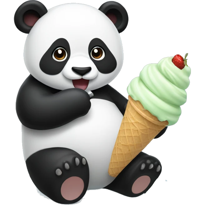 Panda eating ice cream emoji