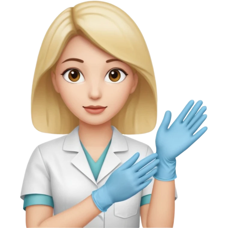 a woman in homecare wearing medical gloves emoji