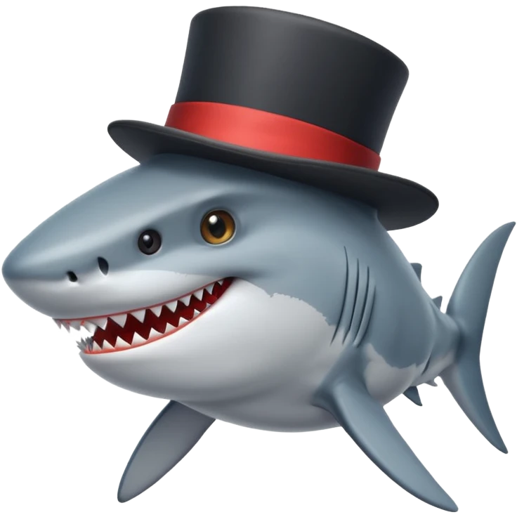 Shark with a top hat emoji