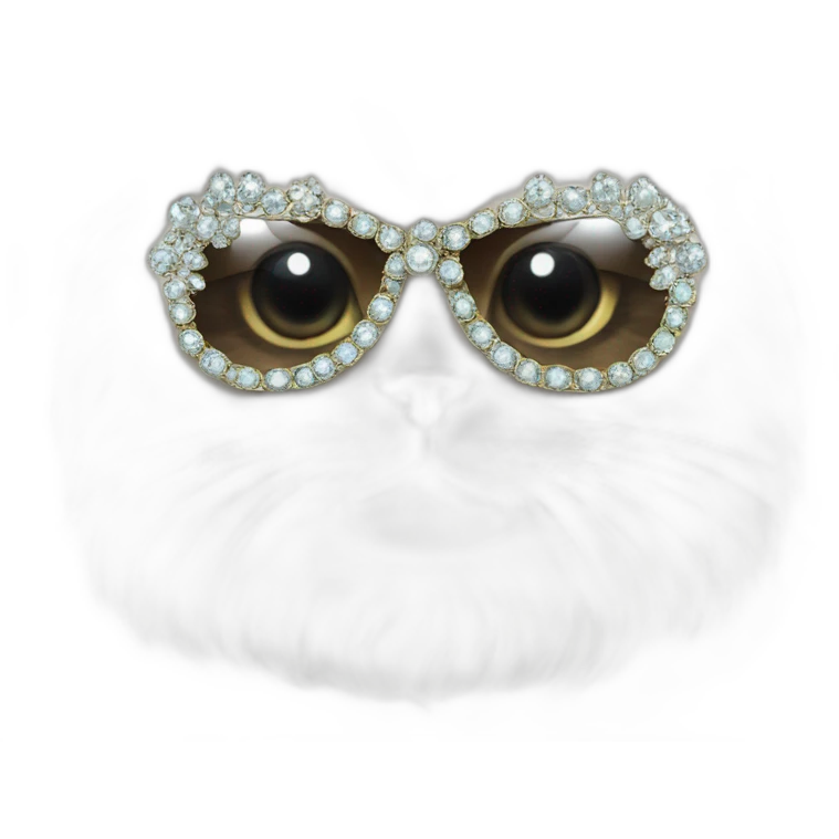Persian cat wearing a tiara, sunglasses, and jeweled brooch emoji